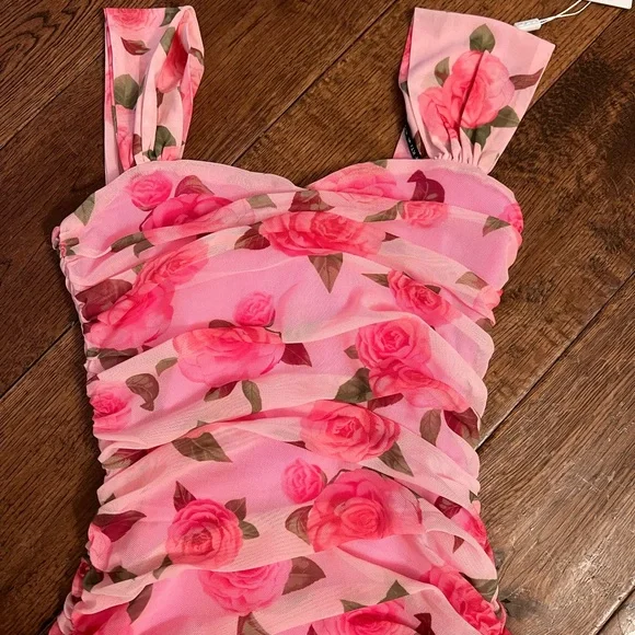 Pink Floral Ruched Dress katie - Picture 6 of 10